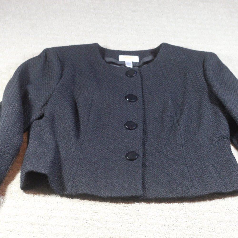 Talbots Size 14 Black Textured Blazer